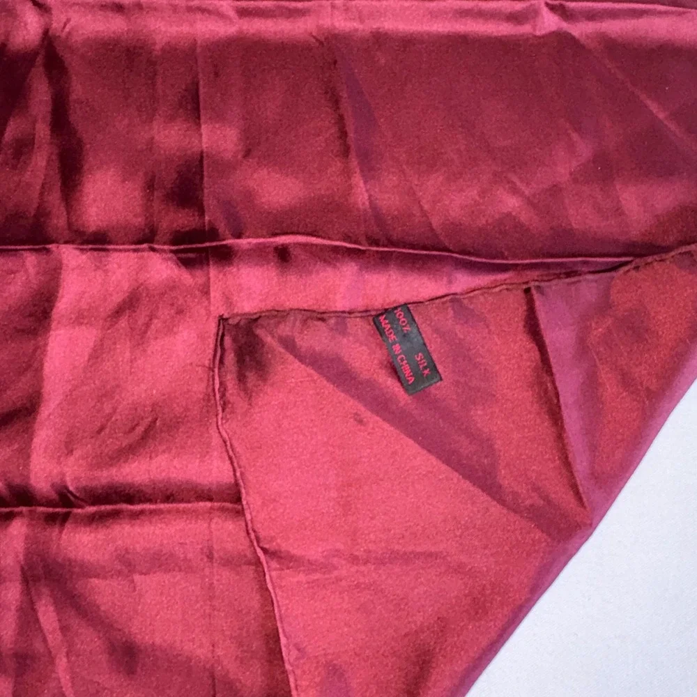Silk Square Scarf 20 x 20  Burgundy red real silk Finish Formal wedding suit